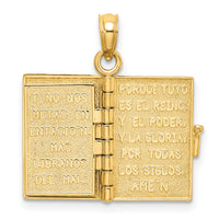 14K 3-D Moveable Santa Biblia Book/Spanish Bible Charm-K8596