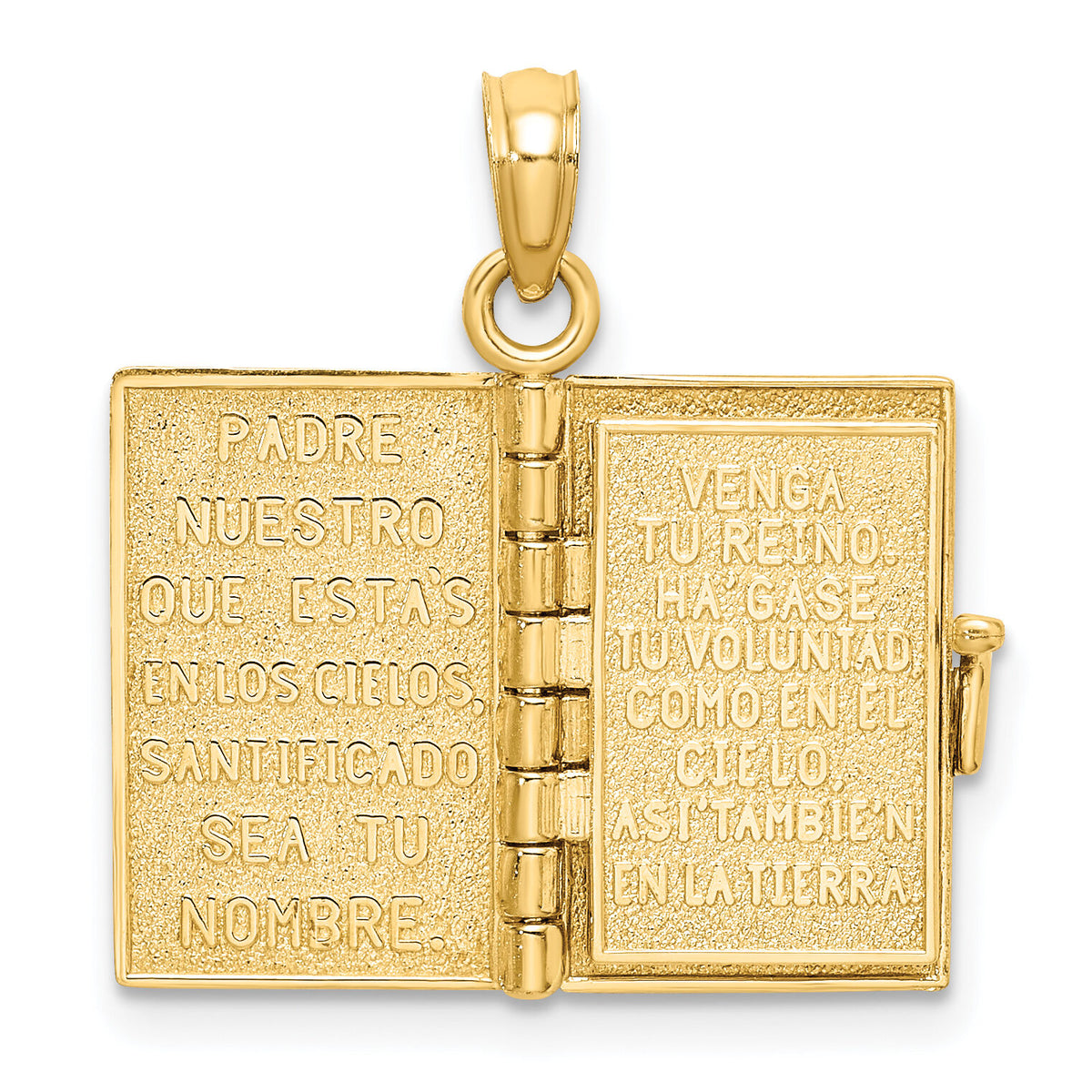 14K 3-D Moveable Santa Biblia Book/Spanish Bible Charm-K8596