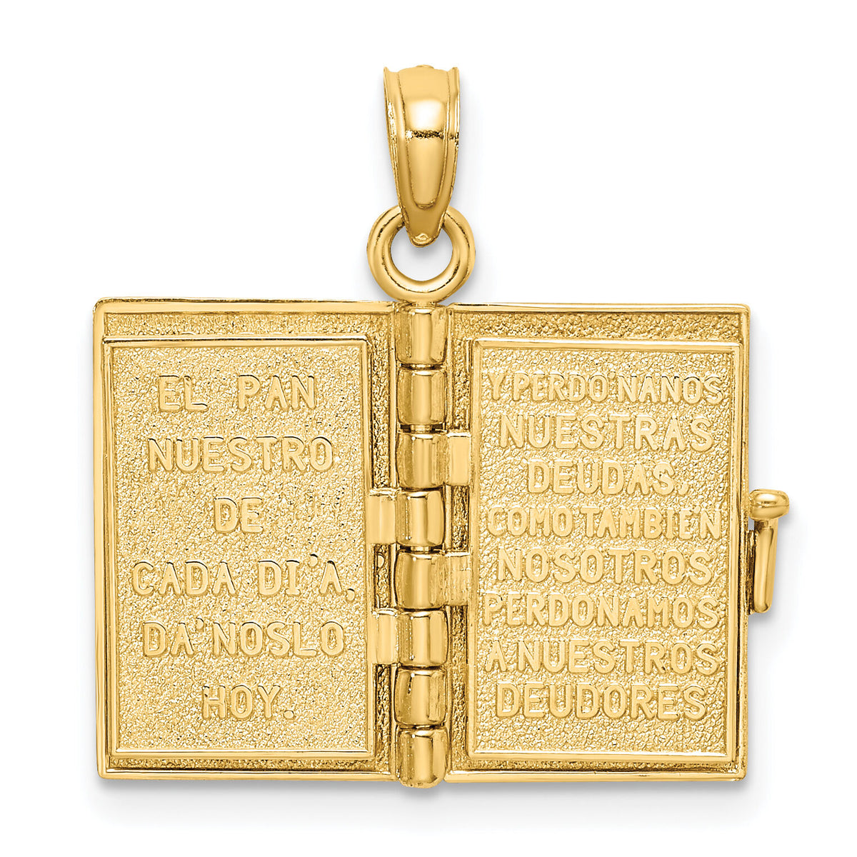 14K 3-D Moveable Santa Biblia Book/Spanish Bible Charm-K8596