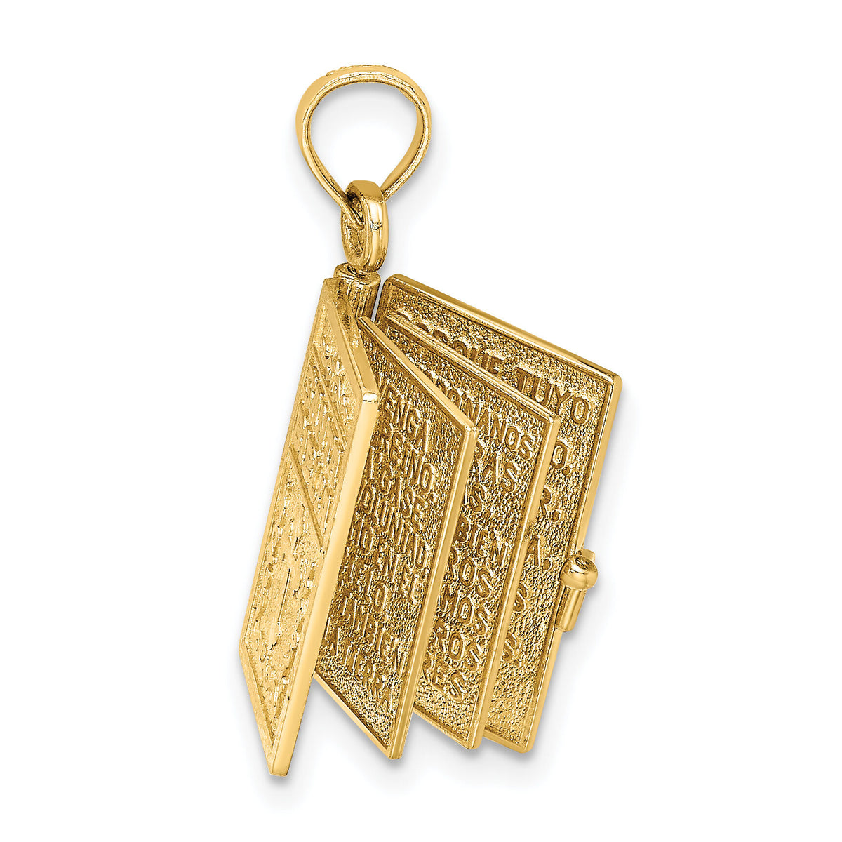 14K 3-D Moveable Santa Biblia Book/Spanish Bible Charm-K8596