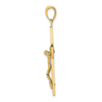 14K Textured Swirl Design Crucifix Charm-K8598