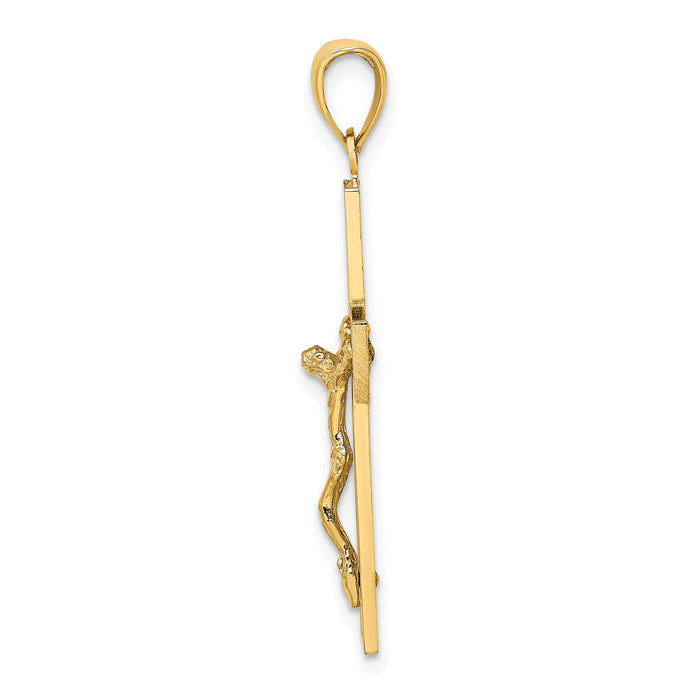 14K Textured Swirl Design Crucifix Charm-K8598