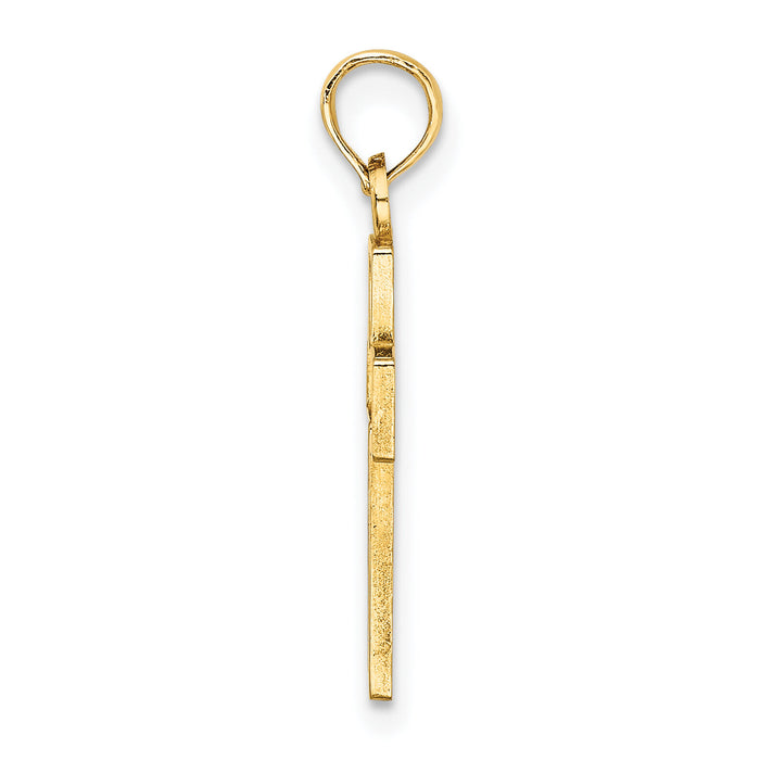 14K Flower In Cross Charm-K8599