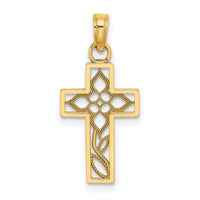 14K Flower In Cross Charm-K8599