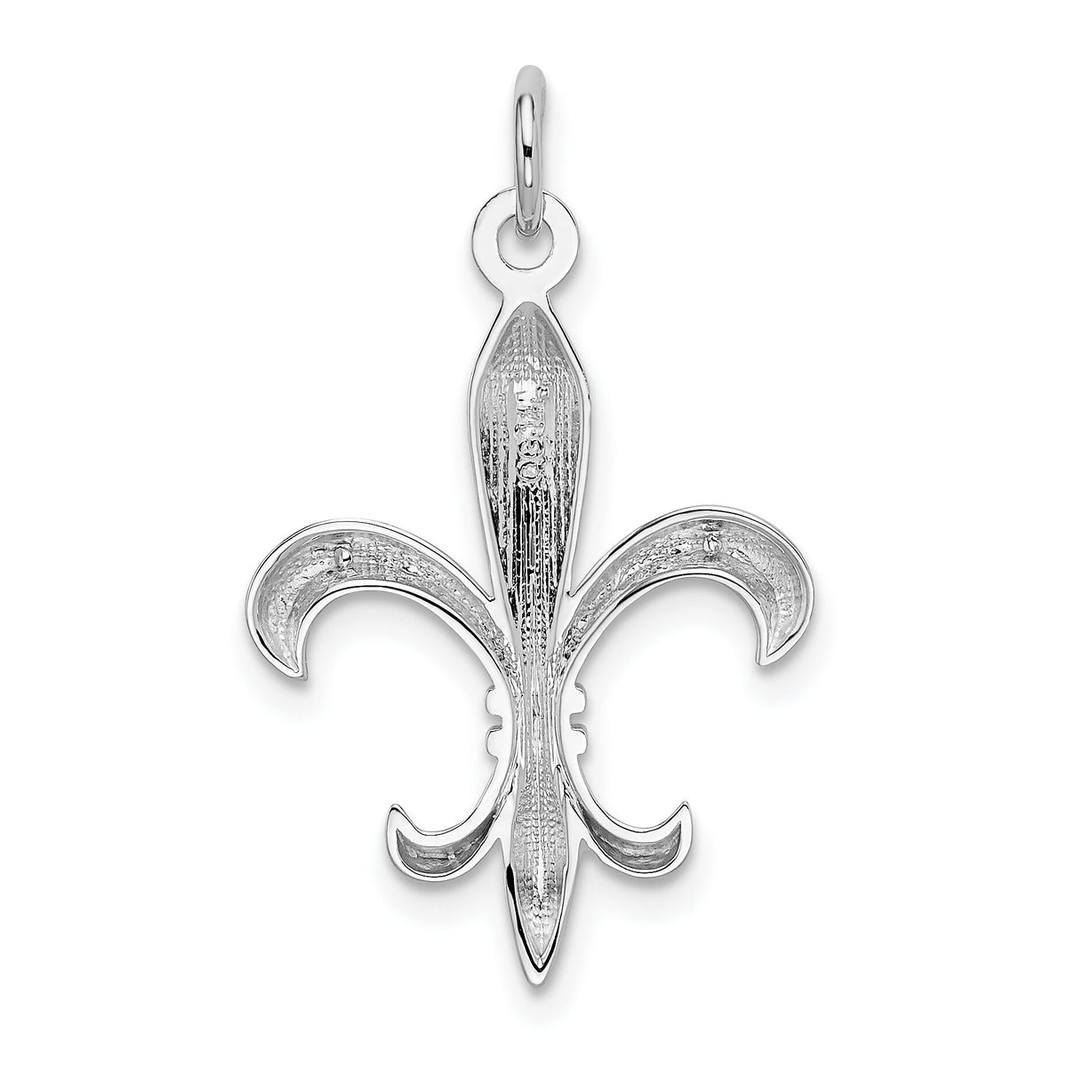 14k White Gold Hollow Fleur De Lis Charm-K860