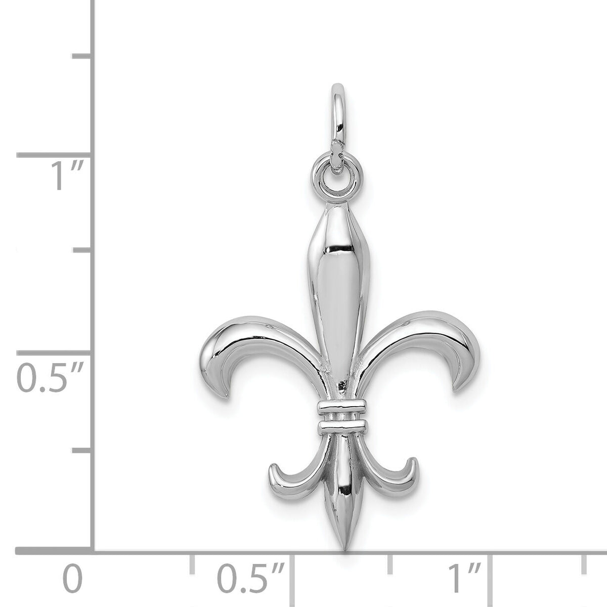 14k White Gold Hollow Fleur De Lis Charm-K860