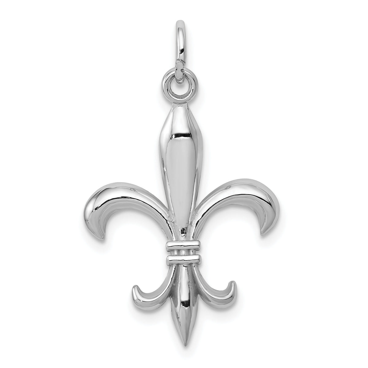 14k White Gold Hollow Fleur De Lis Charm-K860