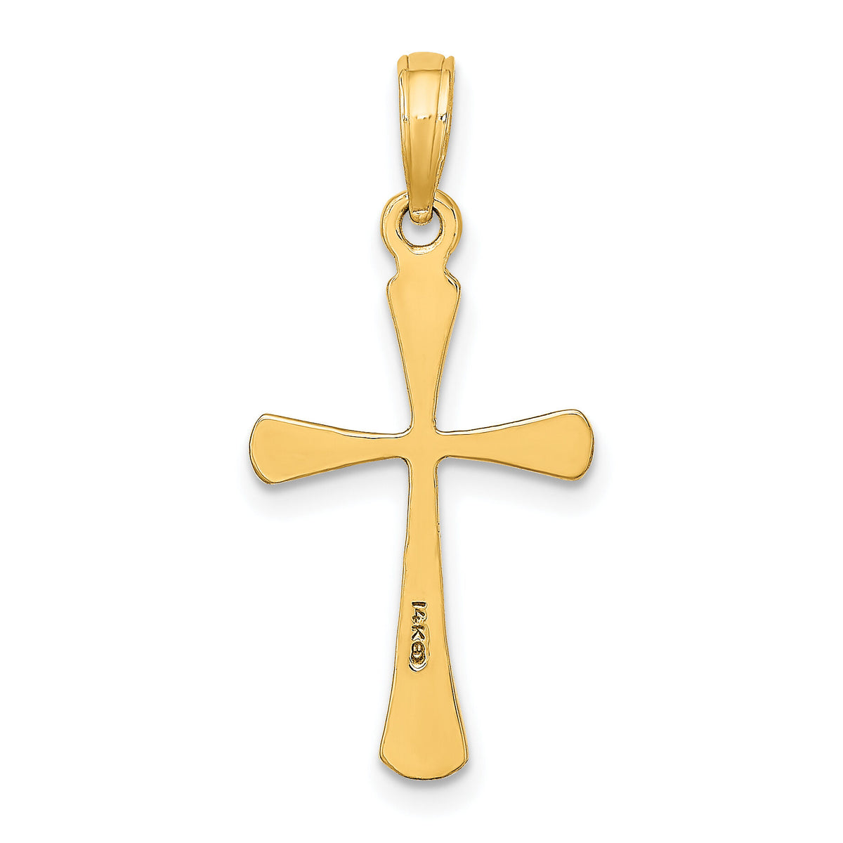 14K Polished Beveled Tip Cross Charm-K8600