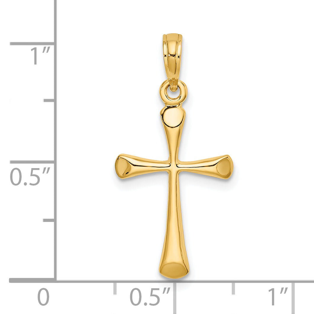 14K Polished Beveled Tip Cross Charm-K8600
