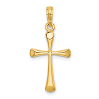 14K Polished Beveled Tip Cross Charm-K8600