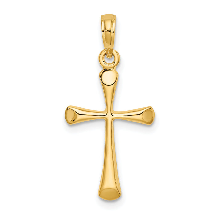 14K Polished Beveled Tip Cross Charm-K8600