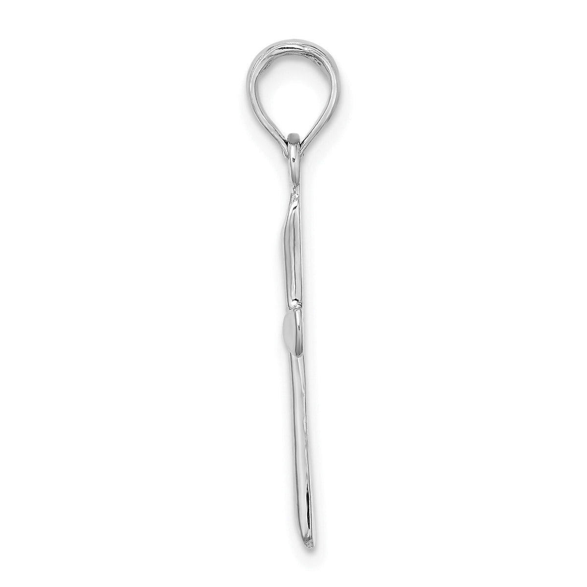 14K White Gold Polished Beveled Tip Cross Charm-K8600W
