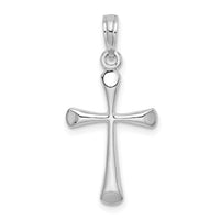 14K White Gold Polished Beveled Tip Cross Charm-K8600W