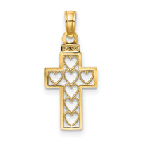 14K Cut-Out Heart Design Cross Charm-K8601