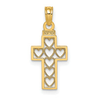 14K Cut-Out Heart Design Cross Charm-K8601