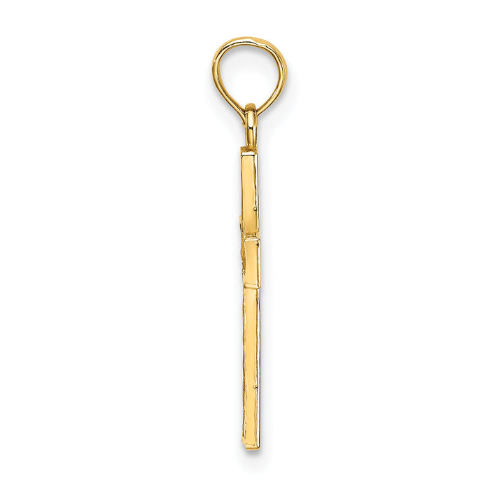14K D/C Edge and Filigree Center Cross Charm-K8602