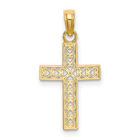 14K D/C Edge and Filigree Center Cross Charm-K8602