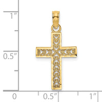 14K D/C Edge and Filigree Center Cross Charm-K8602