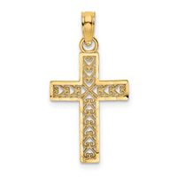 14K D/C Edge and Filigree Center Cross Charm-K8602