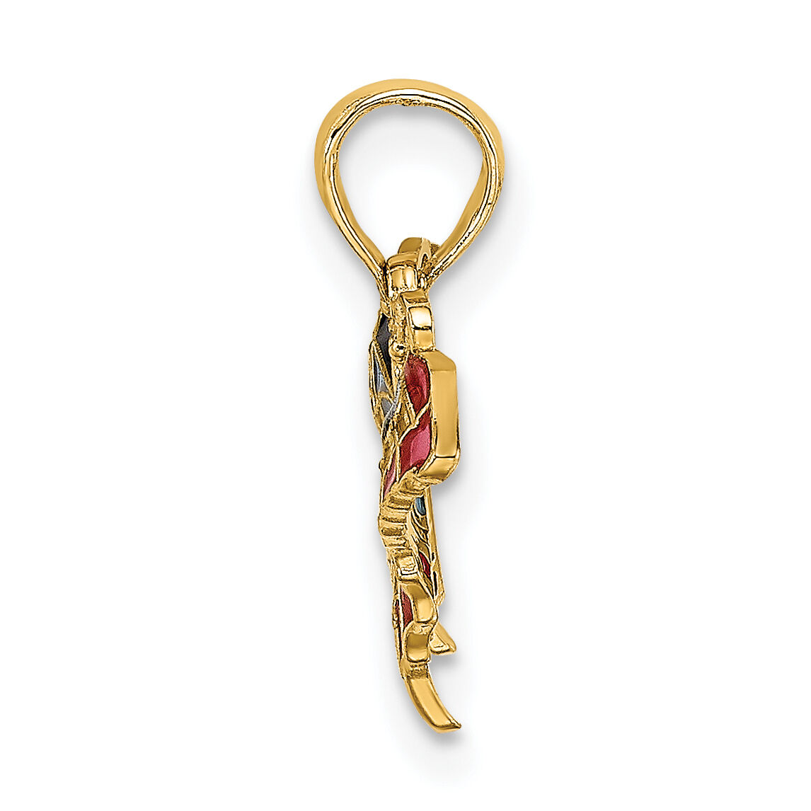 14K Small Enameled Blue and Red Butterfly Charm-K8608