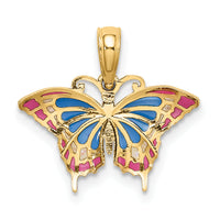 14K Small Enameled Blue and Red Butterfly Charm-K8608