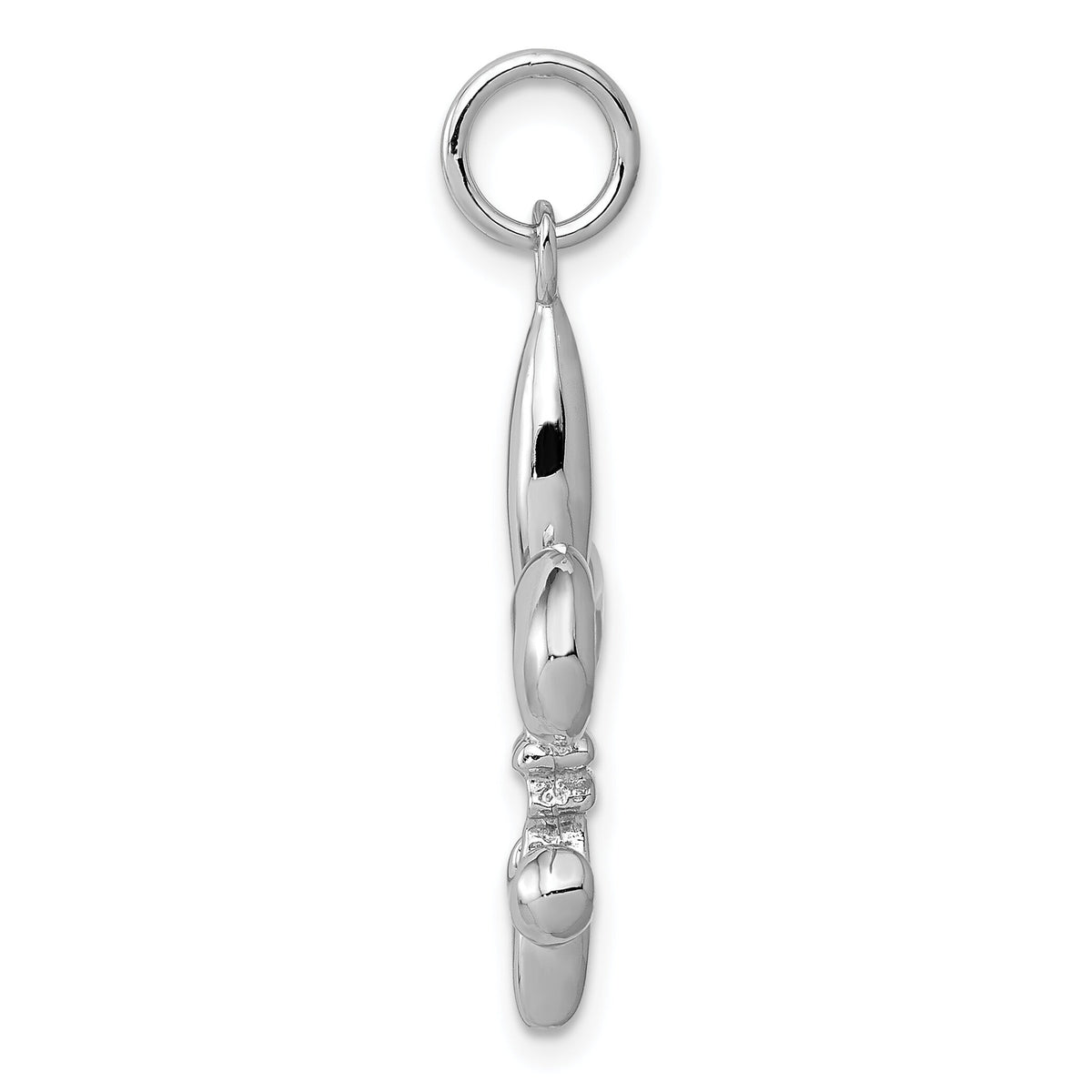14k White Gold Solid Polished 3-D Fleur de Lis Charm-K861