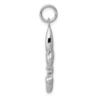 14k White Gold Solid Polished 3-D Fleur de Lis Charm-K861