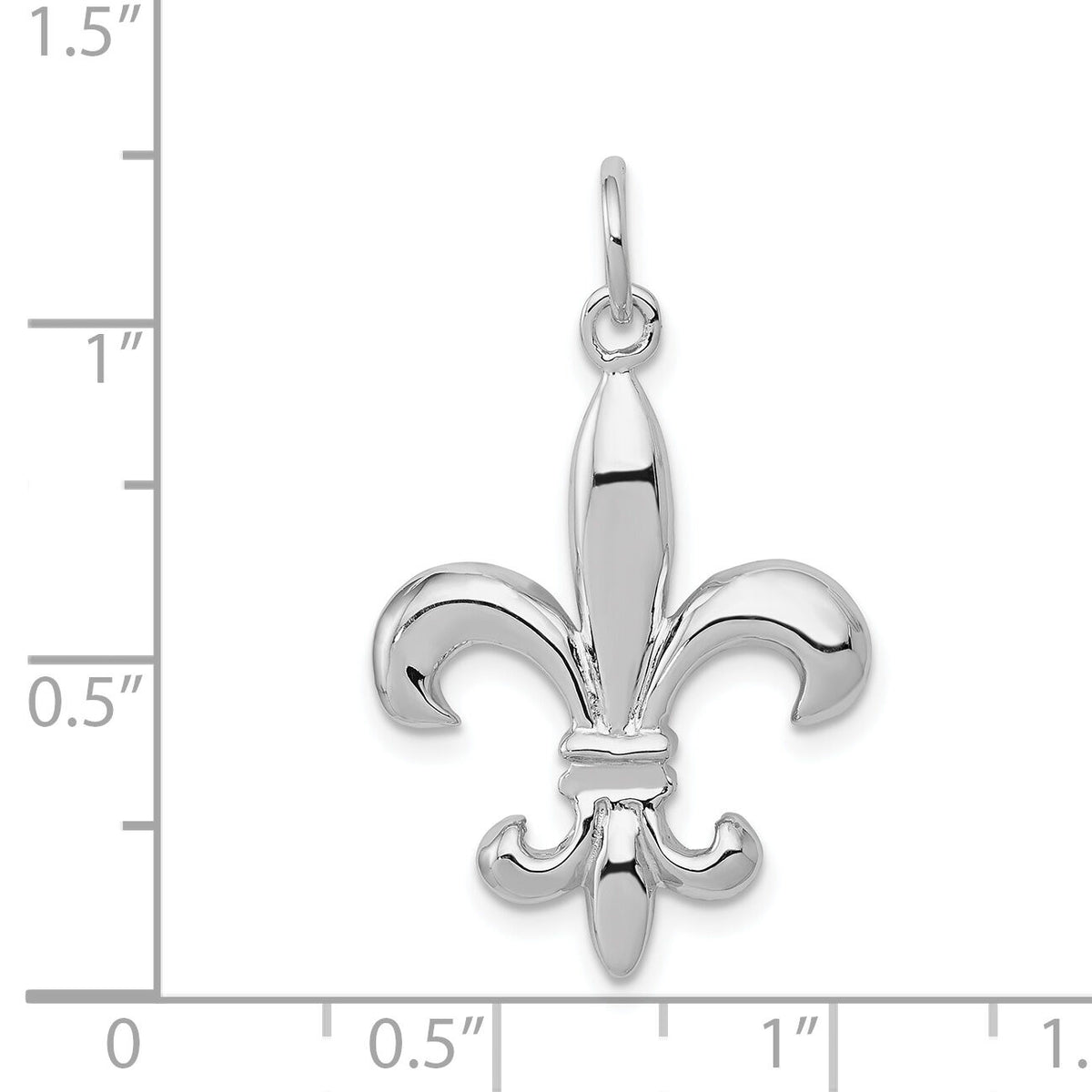 14k White Gold Solid Polished 3-D Fleur de Lis Charm-K861