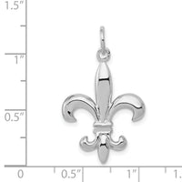 14k White Gold Solid Polished 3-D Fleur de Lis Charm-K861
