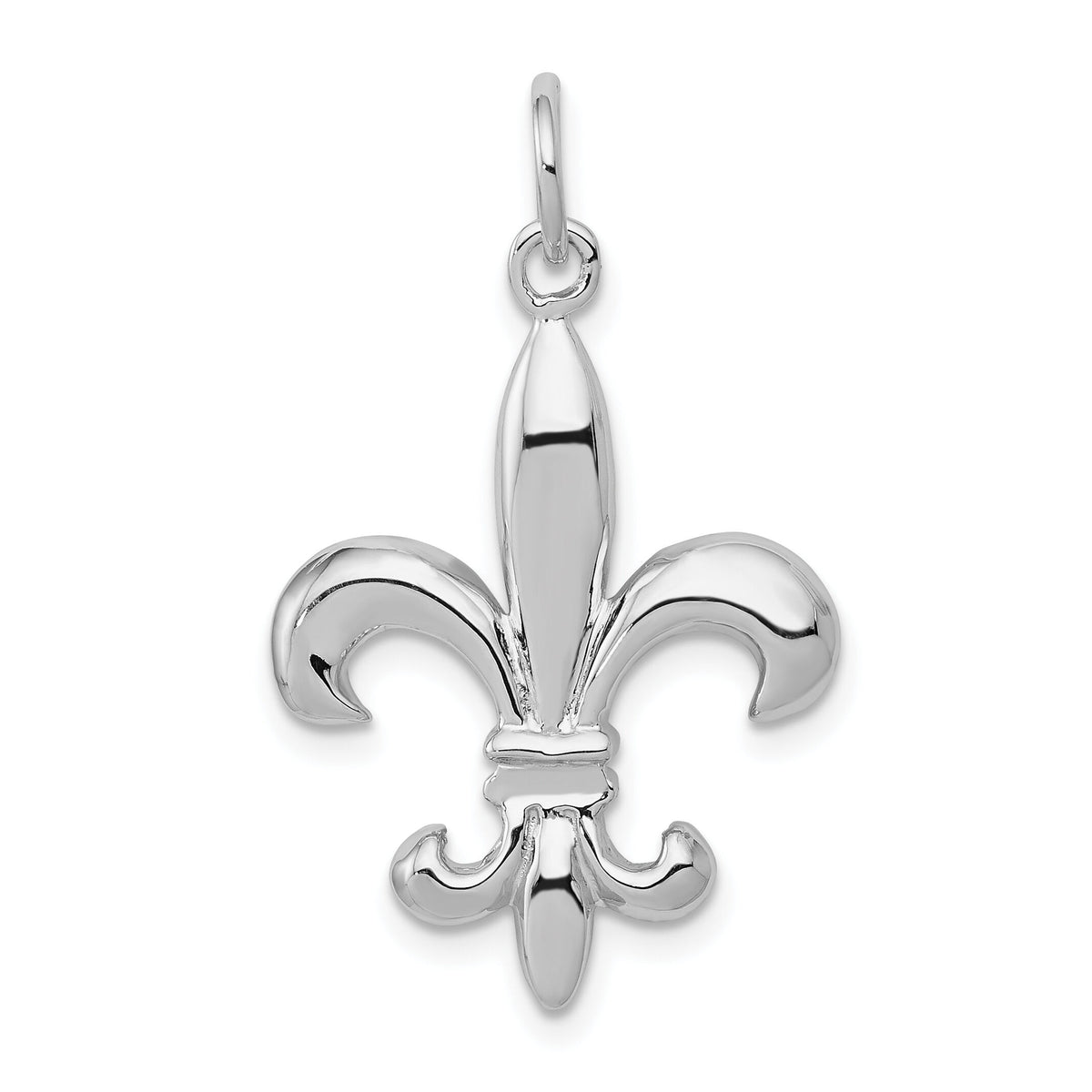 14k White Gold Solid Polished 3-D Fleur de Lis Charm-K861