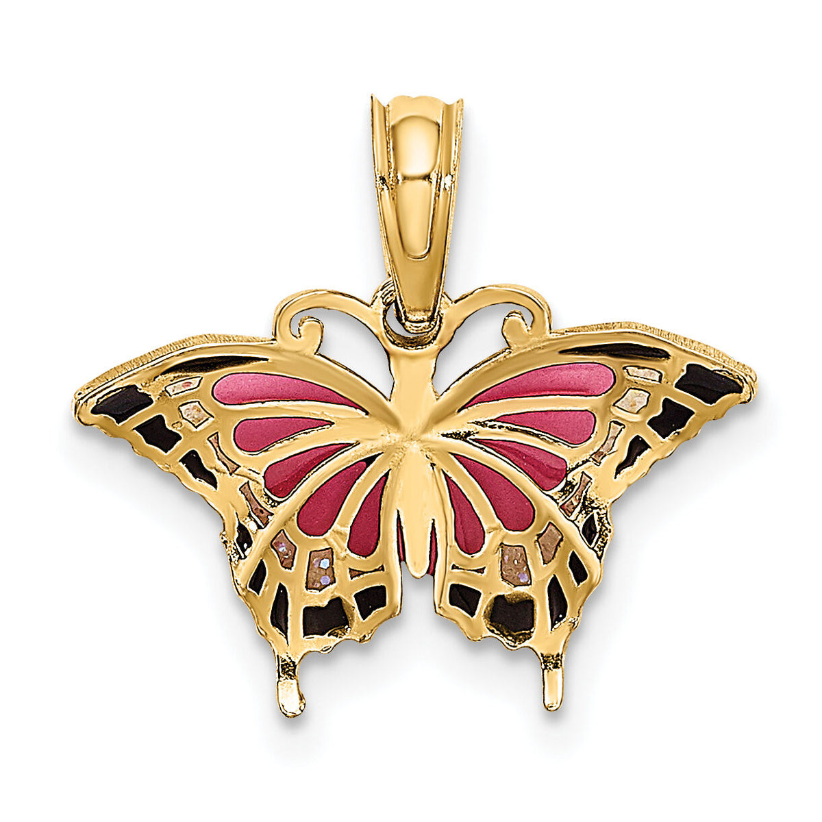 14K Small Enameled Pink Butterfly-K8610