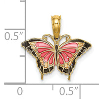 14K Small Enameled Pink Butterfly-K8610