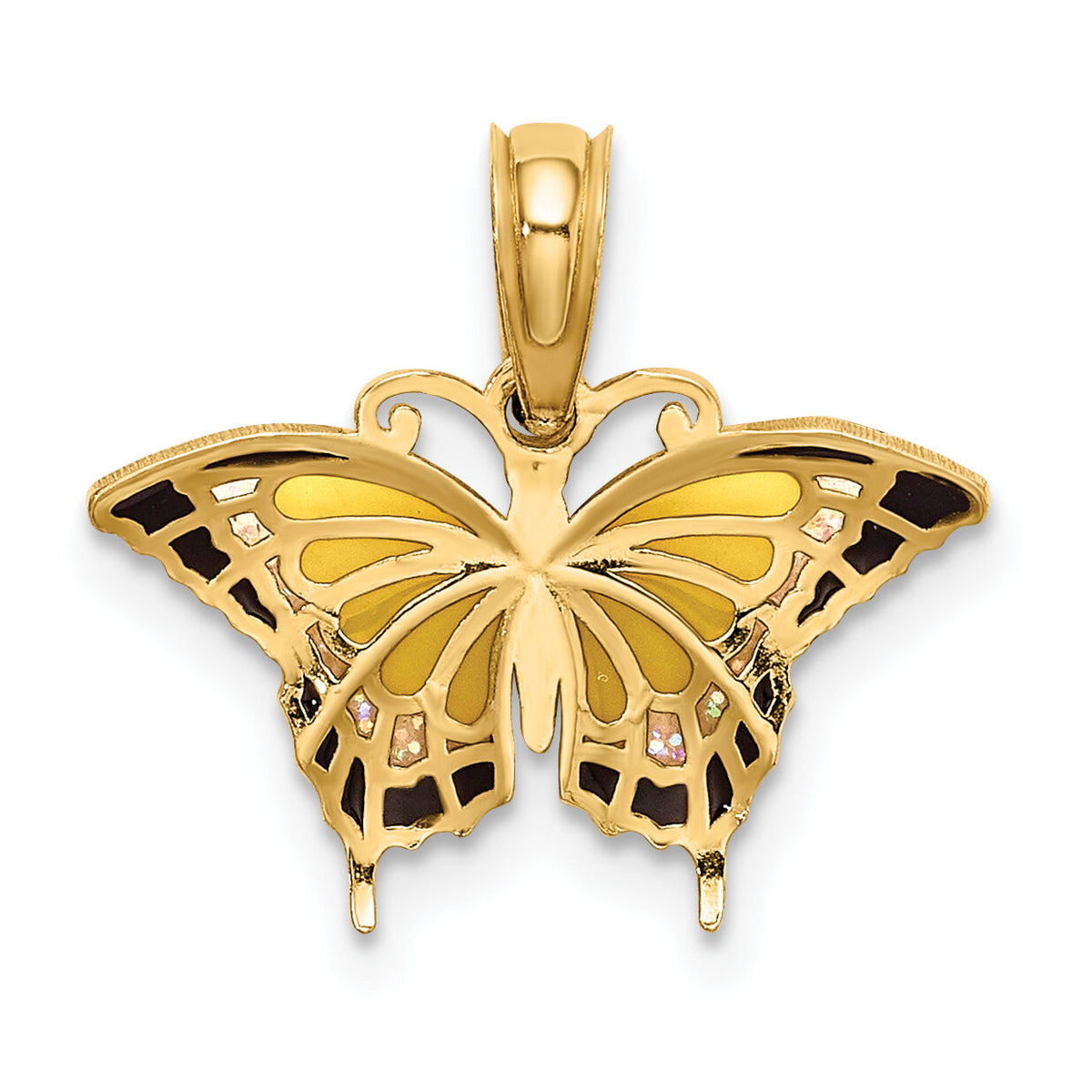 14K Small Enameled Yellow Butterfly Charm-K8611