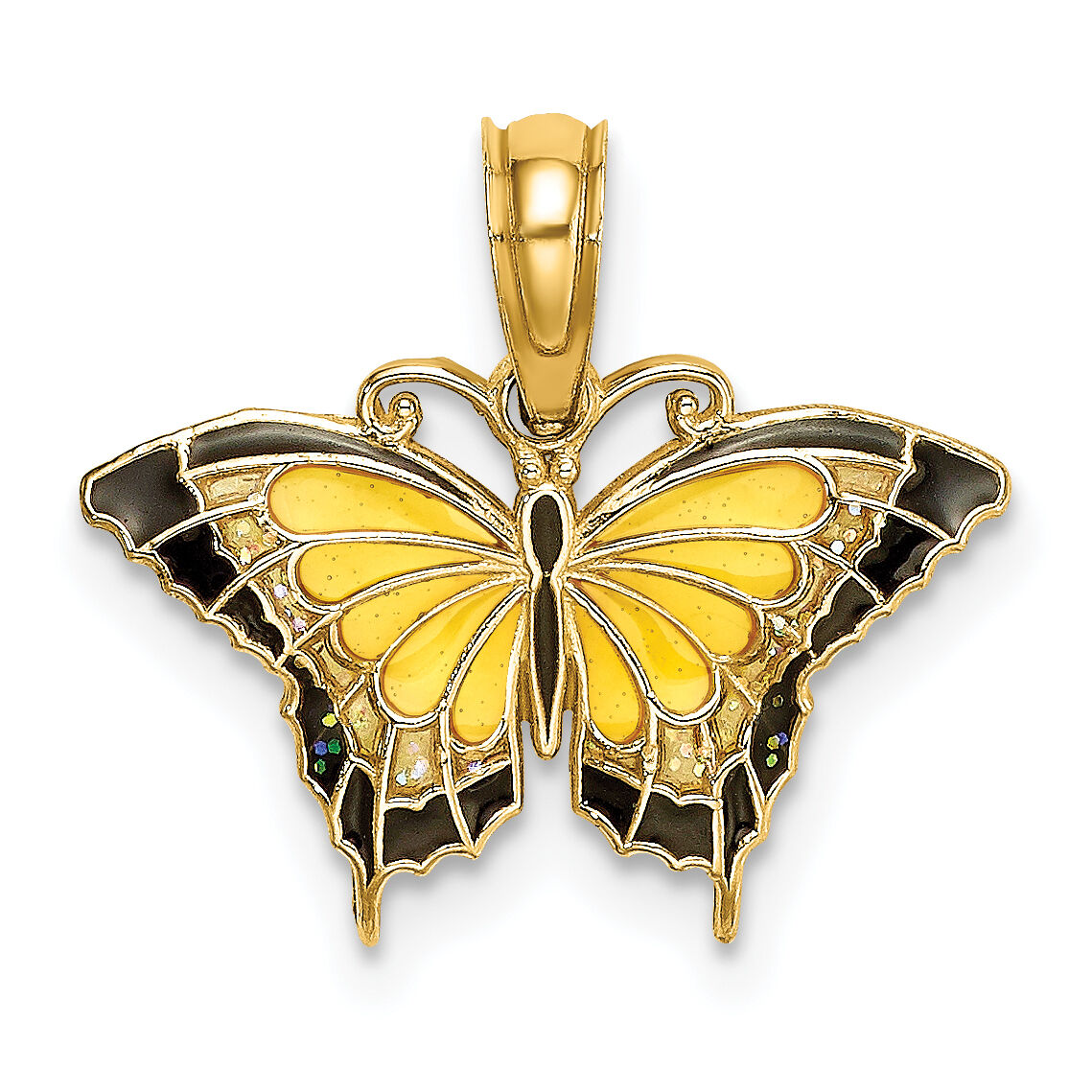 14K Small Enameled Yellow Butterfly Charm-K8611