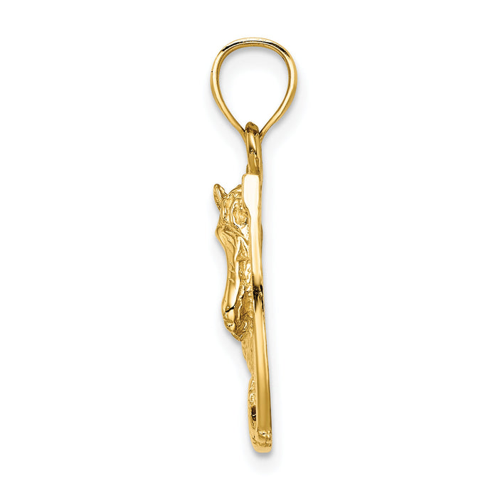 14K Horse Head In Horseshoe w/ Enameled Charm-K8612
