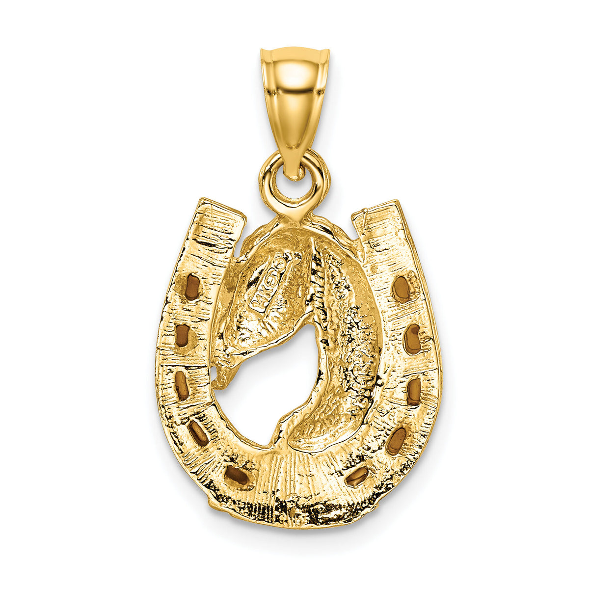 14K Horse Head In Horseshoe w/ Enameled Charm-K8612