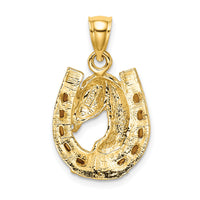 14K Horse Head In Horseshoe w/ Enameled Charm-K8612