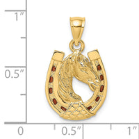 14K Horse Head In Horseshoe w/ Enameled Charm-K8612