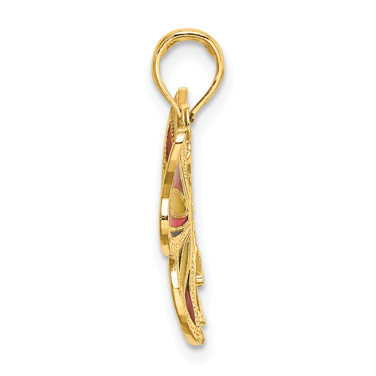 14K w/Multi-Color Enameled Beaded Wings Butterfly Charm-K8613