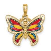 14K w/Multi-Color Enameled Beaded Wings Butterfly Charm-K8613