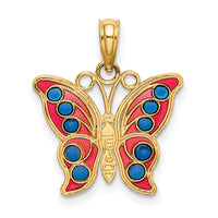 14K w/ Red and Blue Enamel Filigree Butterfly Charm-K8615