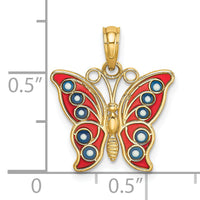 14K w/ Red and Blue Enamel Filigree Butterfly Charm-K8615