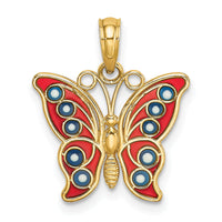 14K w/ Red and Blue Enamel Filigree Butterfly Charm-K8615
