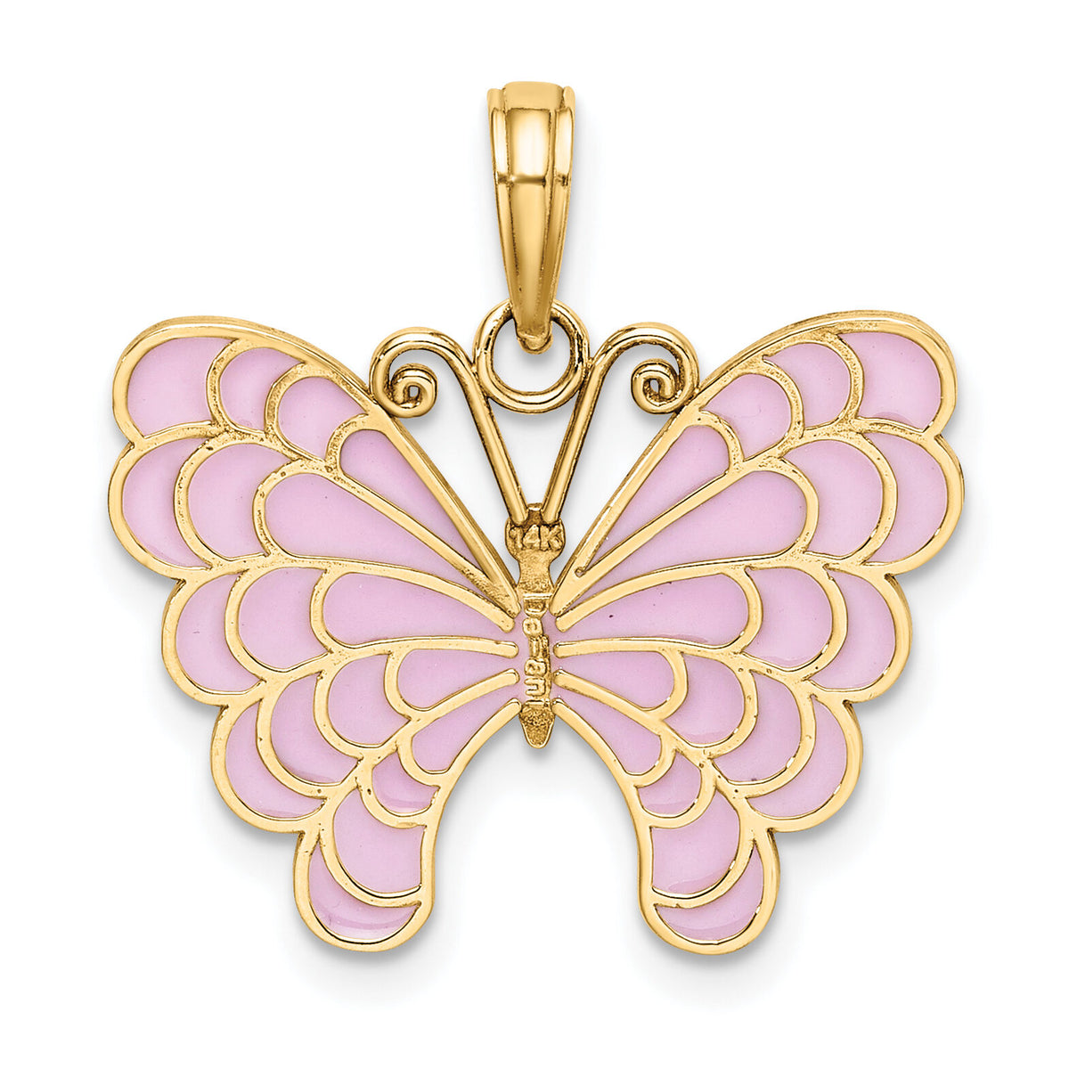 14K Lavender Enameled Butterfly Pendant-K8618