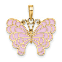 14K Lavender Enameled Butterfly Pendant-K8618