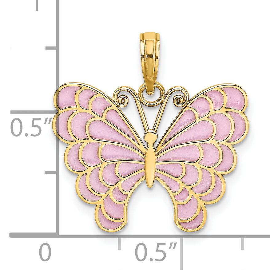 14K Lavender Enameled Butterfly Pendant-K8618