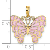14K Lavender Enameled Butterfly Pendant-K8618