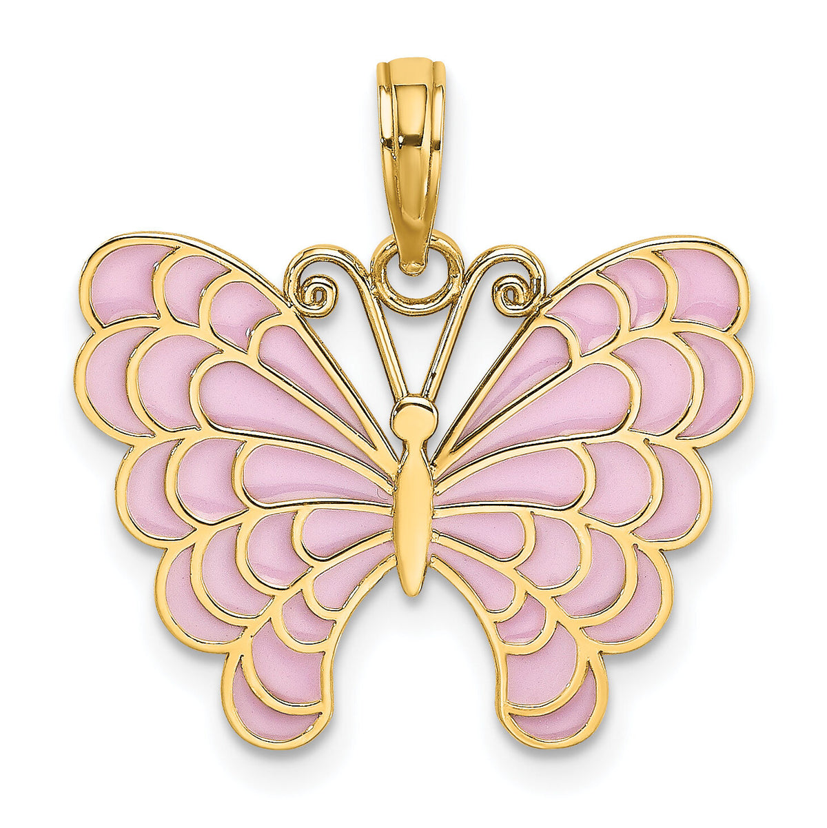 14K Lavender Enameled Butterfly Pendant-K8618