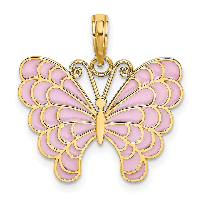 14K Lavender Enameled Butterfly Pendant-K8618