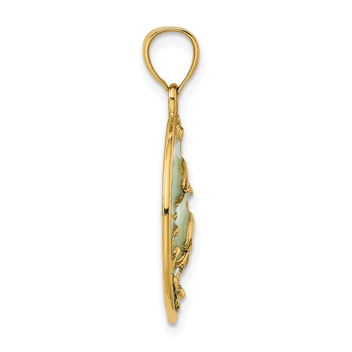 14K 2-D Dolphins w/Blue Enameled Charm-K8619